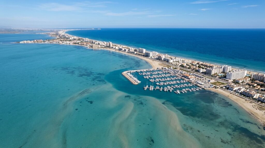 Aerial view of the Mar Menor lagoon and La Manga