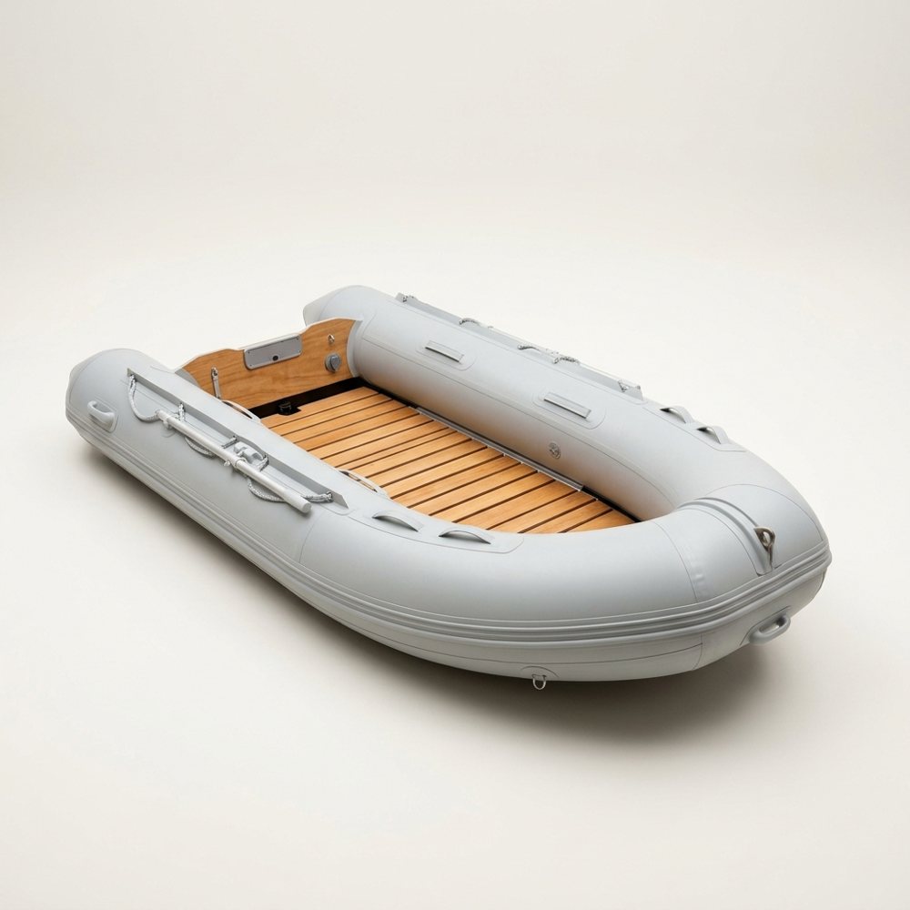 OZEAM 249L Inflatable Boat, Wide Tube, Wooden Floor